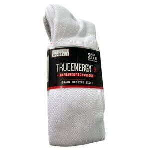 True Energy Infrared Technology Over The Calf Socks Large/XL 2 Pairs White Gray